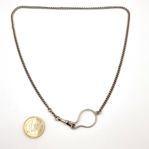 20 - A sterling silver fob/watch chain. 
Length: 50 cm, Weight: 16.38 grams.