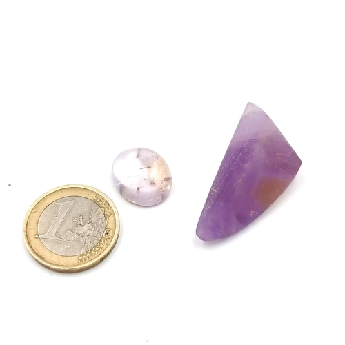 378 - A fabulous cabochon cut natural amethyst gemstone. Weight of 52.05 carats. Cold to the touch and acc... 