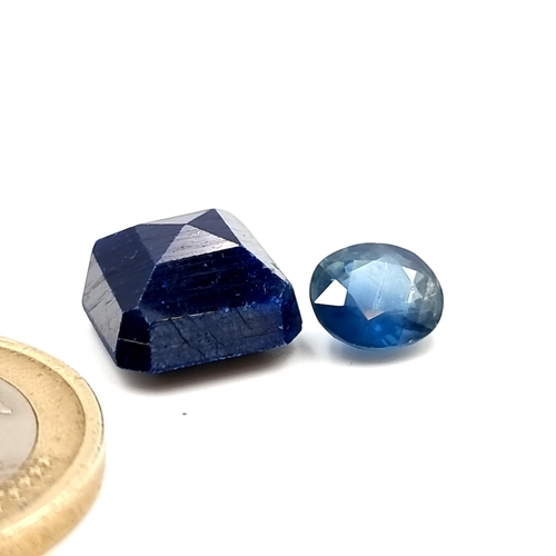 382 - A brilliant square cut, natural sapphire gemstone. Weight of 10.9 carats. Cold to the touch and acco... 