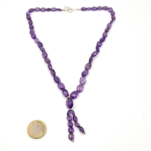 393 - A spectacular 158 carat amethyst gemstone tumble bead necklace.  Stone cold to the touch and new fro... 