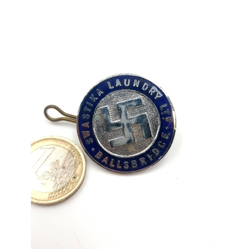 405 - A rare original enamelled old Dublin swastika Laundry, Ballsbridge lapel badge.