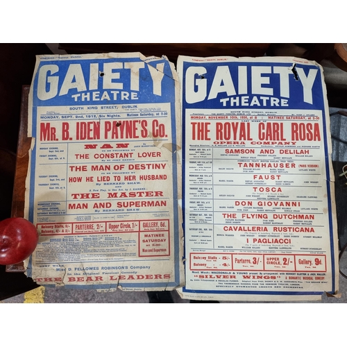 462 - Two orginal Gaiety Theatre posters. one of which, dated 1912 and 1930. Advertising The Royal Carl Ro... 