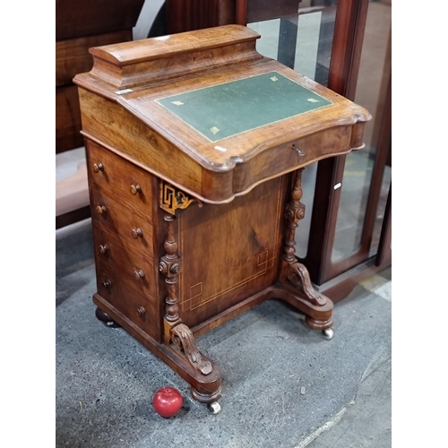 481 - Star Lot: A stunning Victorian burr walnut Davenport desk. Manufactured c. 1860. The writing slope t... 