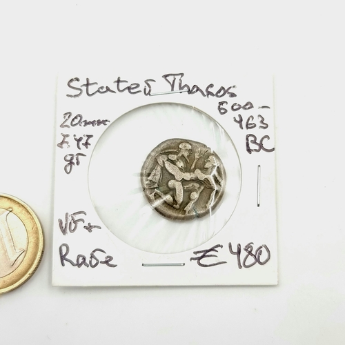 753 - Star lot : An ancient Silver States Thasos 500-763 BC coin, very fine and rare. Approx 2800-3000 yea... 