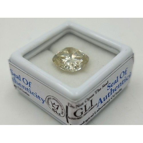 397 - A 4.74 carat pair of cushion cut white moissanite gem stones. With a 4.83 cushion cut white moissoni... 