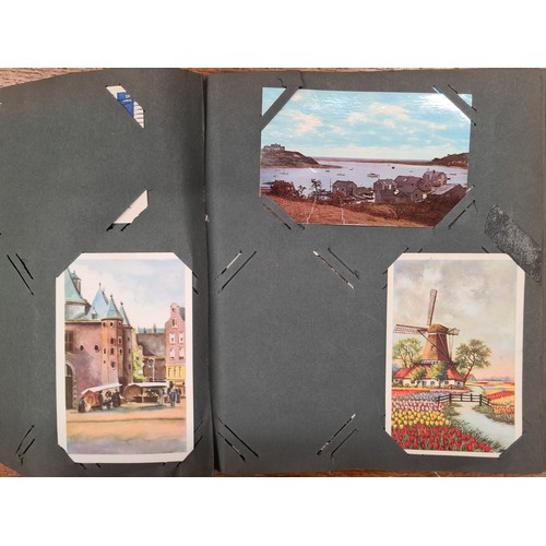 130 - An excellent Edwardian postcard album containing a selection of approximately sixty-five Edwardian p... 