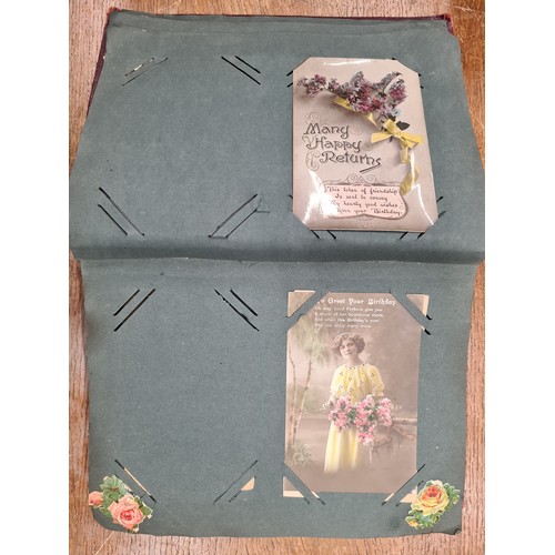 139 - A beautiful, early picture postcard album dated to 1915. Including approximately seventy Edwardian p... 