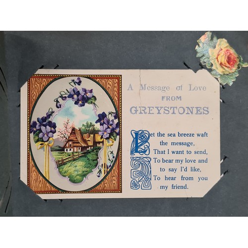 139 - A beautiful, early picture postcard album dated to 1915. Including approximately seventy Edwardian p... 