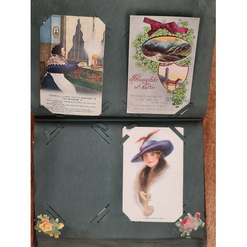 139 - A beautiful, early picture postcard album dated to 1915. Including approximately seventy Edwardian p... 