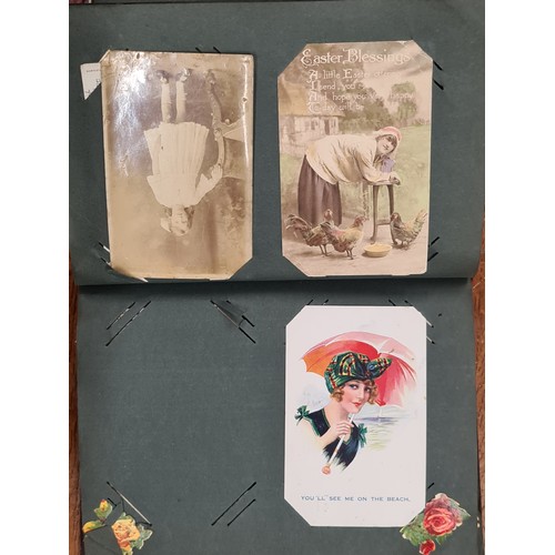 139 - A beautiful, early picture postcard album dated to 1915. Including approximately seventy Edwardian p... 