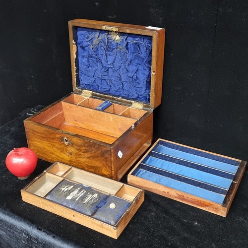 193 - A beautiful early Victorian, burr walnut sewing box with secret drawer and abalone shell cartouche. ... 