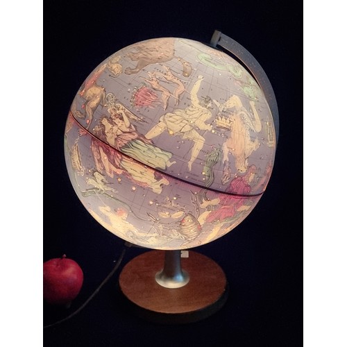 463 - A very handsome rare Mid Century SCAN-GLOBE Denmark 1970s celestial constellation globe. With light ... 