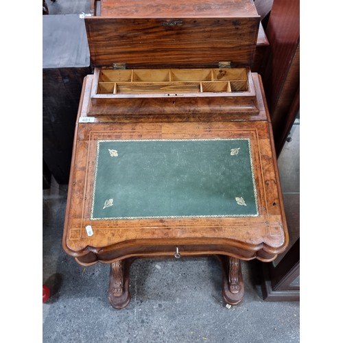 481 - Star Lot: A stunning Victorian burr walnut Davenport desk. Manufactured c. 1860. The writing slope t... 