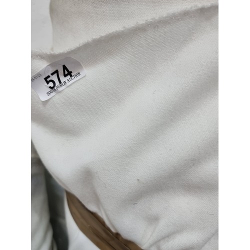 574 - A large bolt of cream fabric with slight elastic give. Lots of value here.