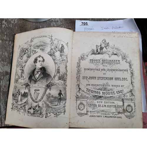 705 - An antique half-leather copy of Moore's Irish Melodies. Published by James Duffy circa 1859. With le... 