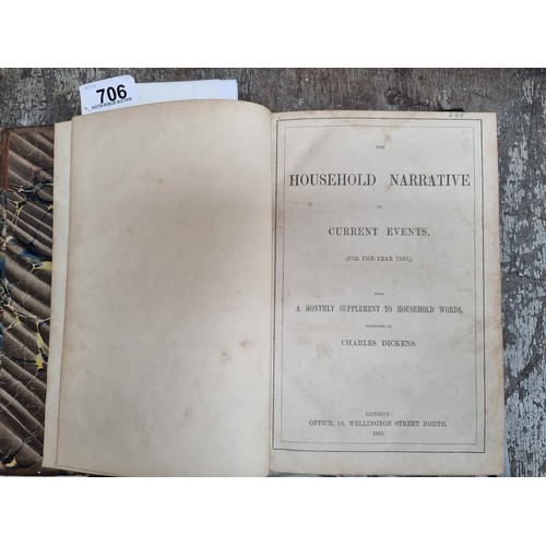 706 - An antique, hardback copy of the book 'Household Narrative' by Charles Dickens. Written regarding th... 