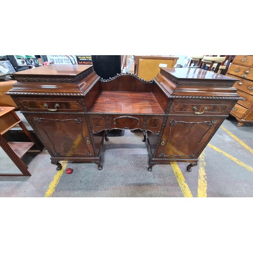 808 - Star lot : A gorgeous double pedestal Mid Victorian sideboard.  with two drawers featuring interior ... 