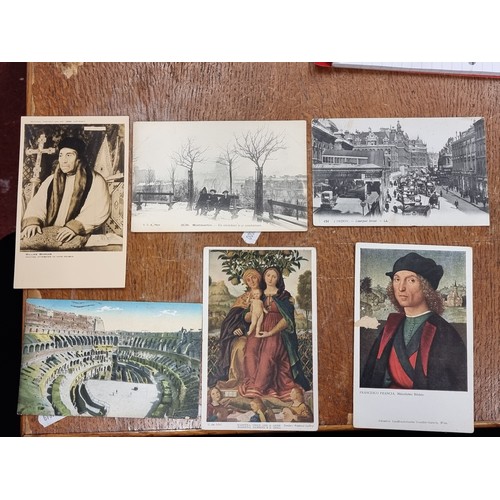 228 - A gorgeous collection of over fifty antique postcards, many featuring photographs of famous cultural... 