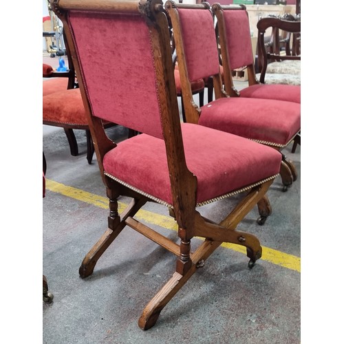 367 - Star lot : A fabulous set of four fantastic dining chairs possibly by or after A.W.N Pugin. Featurin... 