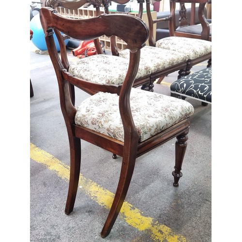 368 - Star Lot : A set of four Victorian, mahogany, splat-back dining chairs. Beautifully polished with ni... 