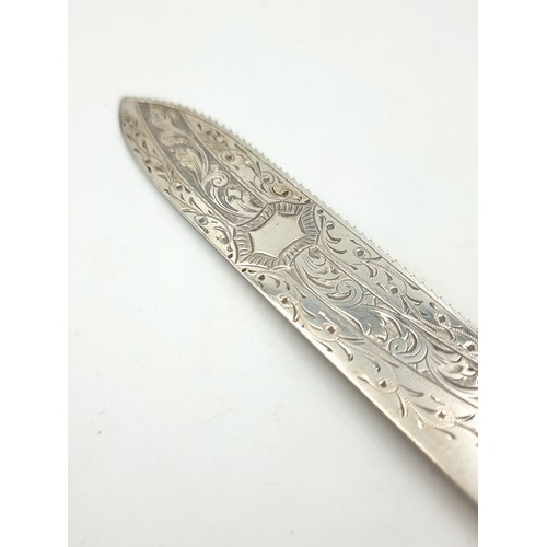 424 - A large  sterling silver bladed cake knife with attached bone handle hallmarked Sheffield, made by H... 