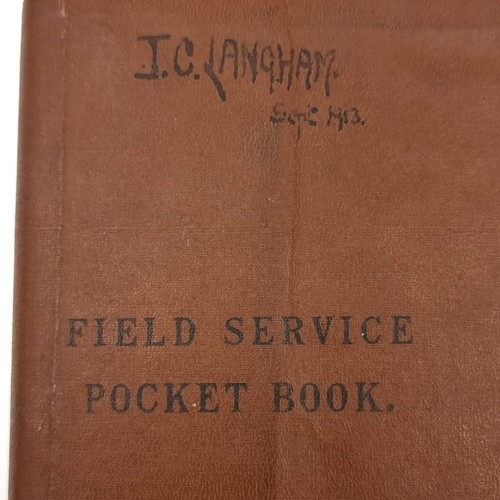 719 - A fabulous original antique field service pocket book signed J.C. Langham dated September 1913. Publ... 