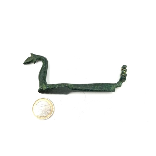 743 - Star lot : An amazing Roman bronze key in the form of a serpent with beautifully carved head circa 1... 