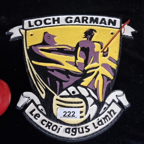 222 - A heavy cast metal, bilingual wall sign for Wexford. Reading both Wexford and Loch Garman with the c... 