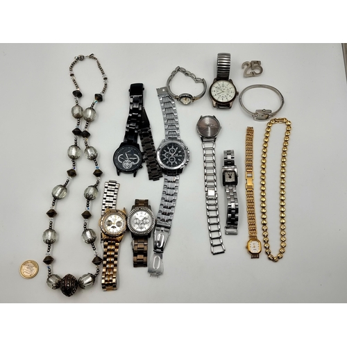 37 - A large and varied collection of ten items, which includes 9 wrist watches (including Playboy etc) a... 