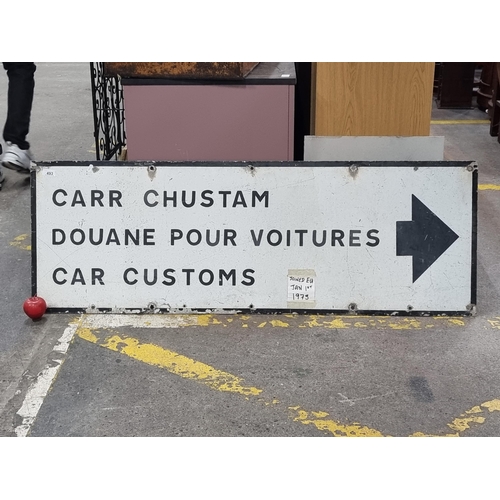 493 - Star lot : A very large, original cast alloy wall sign reading 'Carr Chustam Douane Pour Voitures Ca... 