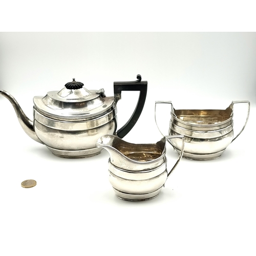 5 - Star Lot: A substantial sterling silver antique three piece tea service. Each item features nicely s... 