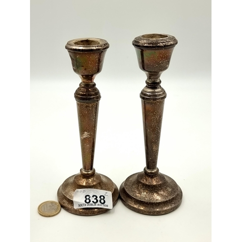 838 - A pair of sterling silver candlesticks by PH. Vogel & Co. Hallmarked Birmingham, 1978. An attractive... 