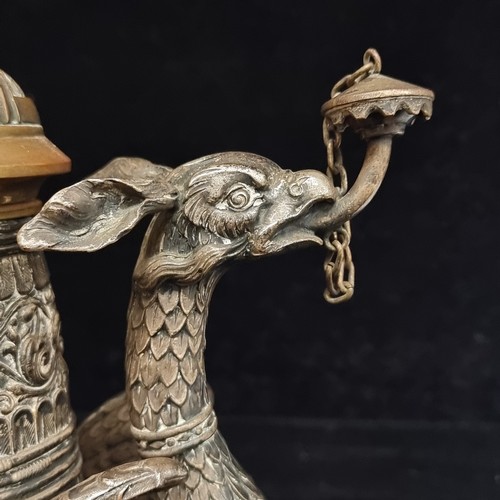 117 - Star lot : A highly decorative brass tankard in the form of a traditional 19th century Royal Prussia... 