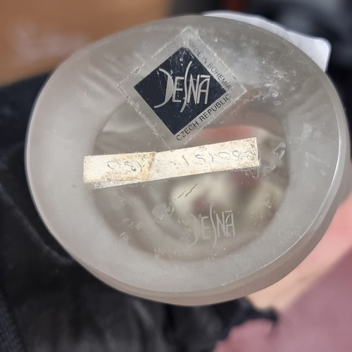 116 - A great Desna Bohemian glass figurine of the Three Wise Monkeys. In good condition, with original st... 