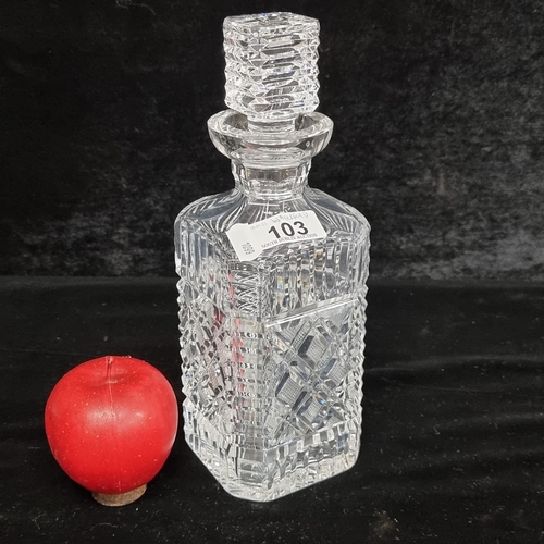 103 - A gorgeous Waterford Crystal glass decanter in the Strawberry Square pattern and crafted as part of ... 