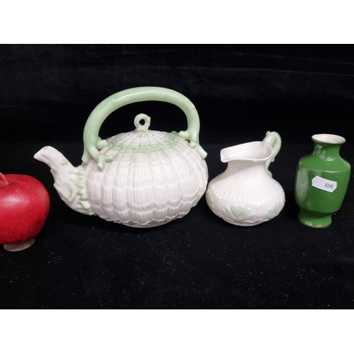 125 - Two beautiful antique Belleek items featuring the second black mark (dating from 1891-1926) includin... 