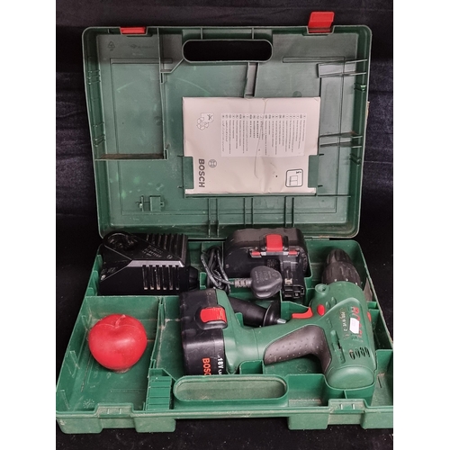 127 - A Bosch PSB 18 VE - 2 cordless battery powered hand drill accompanied by spare battery and charger, ... 