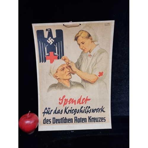 207 - A vintage print of a World War 2 German propaganda poster featuring a nurse tending to a patient.Sta... 