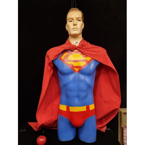 228 - An unusual vintage male mannequin torso with head painted as the iconic superhero Superman. Featurin... 