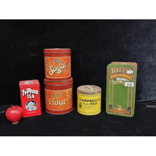 230 - A selection of five, vintage branded tins. Including a great early example for Bailey's Irish Cream,... 