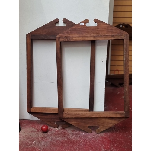 271 - A very handsome pair of antique ecclesiastical solid wood frames; originally used to house tapestrie... 