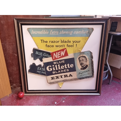 276 - Star lot : A very nice and unusually shaped 100% original advertising sign for Gillette razor blades... 