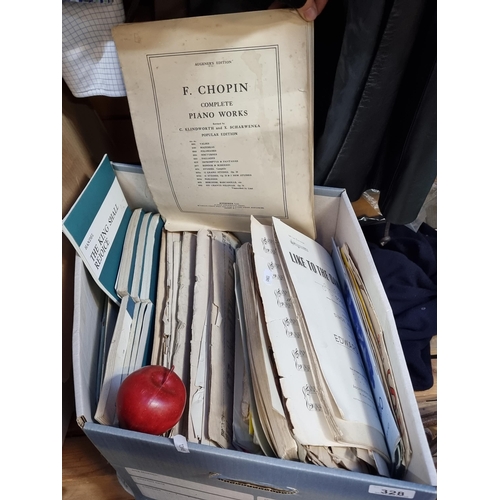 328 - A large box of classical music manuscripts including Chopin, Schubert, Elgar, Handel and many more.