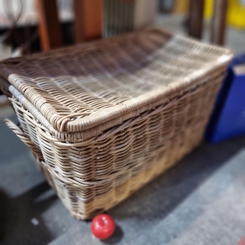 365 - A very large and practical lidded wicker chest.