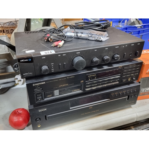 374 - Three home entertainment consoles including a Pioneer Multi Play Compact Disc Player (PD-M550) with ... 