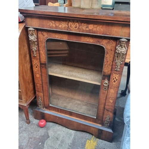 393 - Star lot : A very elegant Victorian display cabinet with ornate floral marquetry as well as brass ma... 