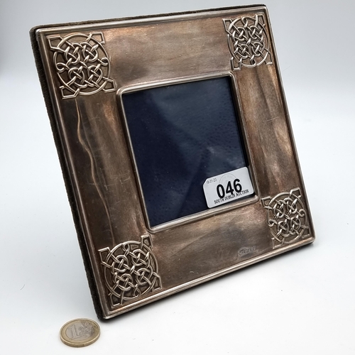 46 - A large Irish silver square photo frame, with a corner dara knot border. Hallmarked Dublin, circa 20... 