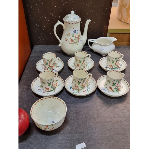 467 - A selection of fourteen pieces of Plant Tuscan China. This features a striking Victorian chinoiserie... 