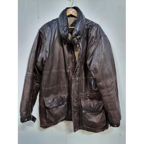 316 - A fantastic high quality 100% genuine leather men's jacket by Bauer, with genuine goose down lining.... 