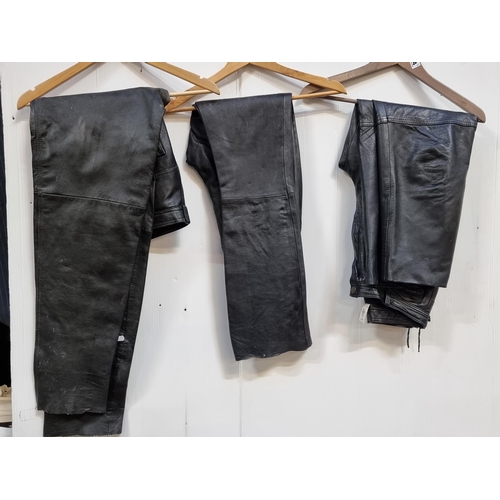 324 - Three vintage pairs of ladies leather trousers, to fit uk size 8-10. Including examples by Gianni Fe... 